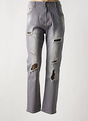 Jeans coupe slim effet usé délavé taille normale gris ROSE PLAYER femme