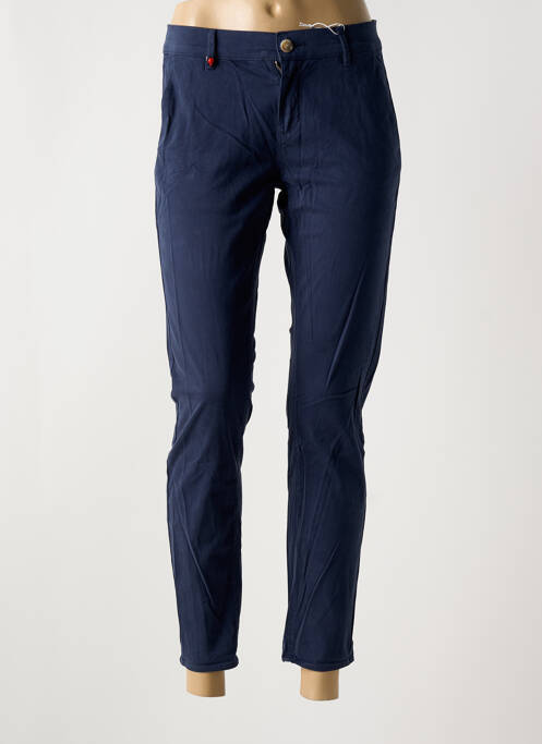 Pantalon chino taille basse taille basse bleu F.A.M. femme