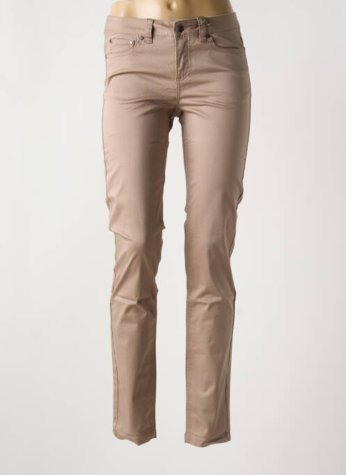 Jeans coupe slim marron LES P'TITES BOMBES pour femme