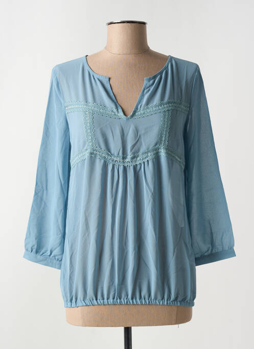 Blouse manches 3/4 manches 3/4 bleu ARELINE femme