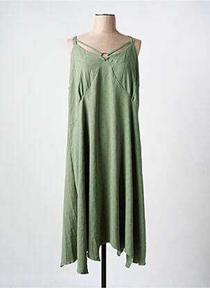Robe mi-longue coupe fluide fines bretelles vert 2W PARIS femme