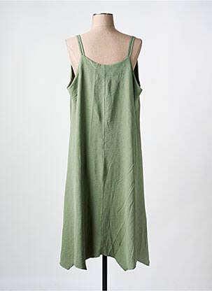 Robe mi-longue coupe fluide fines bretelles vert 2W PARIS femme
