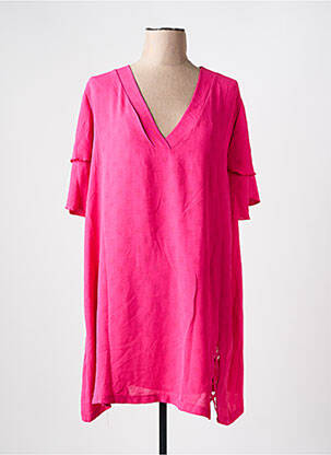 Tunique manches courtes tissage crêpe rose 2W PARIS femme