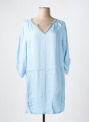 Robe courte manches 3/4 manches 3/4 bleu NO SECRET femme