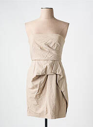 Robe courte fermeture zippée au dos sans manche beige BCBGMAXAZRIA femme