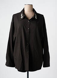 Chemisier coupe droite manches longues noir POMME ROUGE femme
