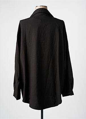 Chemisier coupe droite manches longues noir POMME ROUGE femme