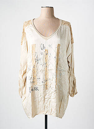 T-shirt manches 3/4 manches 3/4 beige PIMENT ROUGE femme