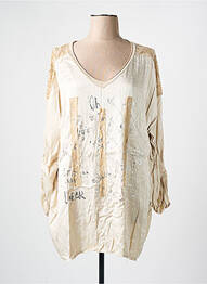 T-shirt coupe droite manches 3/4 beige PIMENT ROUGE femme