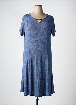 Robe mi-longue coupe évasée manches courtes bleu NANA BELLE femme