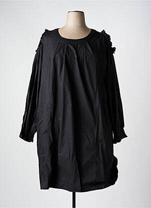 Robe mi-longue manches longues manches longues noir POMME ROUGE femme