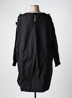 Robe mi-longue manches longues manches longues noir POMME ROUGE femme