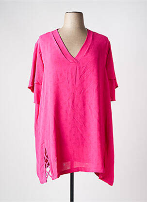 Tunique manches courtes tissage crêpe rose 2W PARIS femme