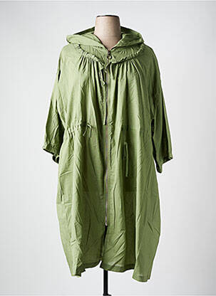 Manteau long a capuche a capuche vert POMME ROUGE femme