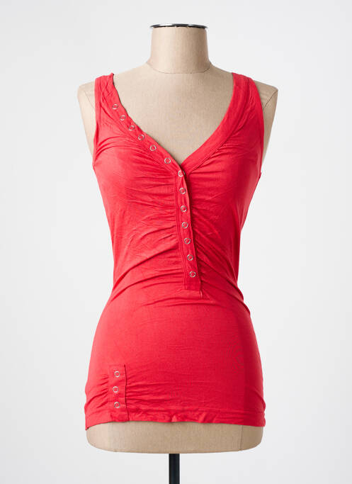 Débardeur col v sans manche rouge ONLY femme