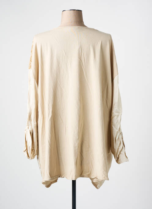 T-shirt coupe droite manches 3/4 beige PIMENT ROUGE femme