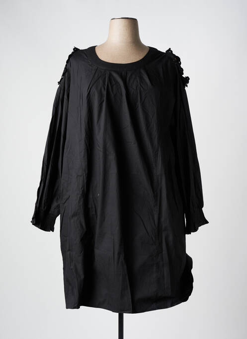 Robe mi-longue manches longues manches longues noir POMME ROUGE femme