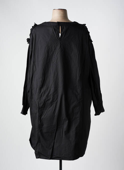Robe mi-longue manches longues manches longues noir POMME ROUGE femme