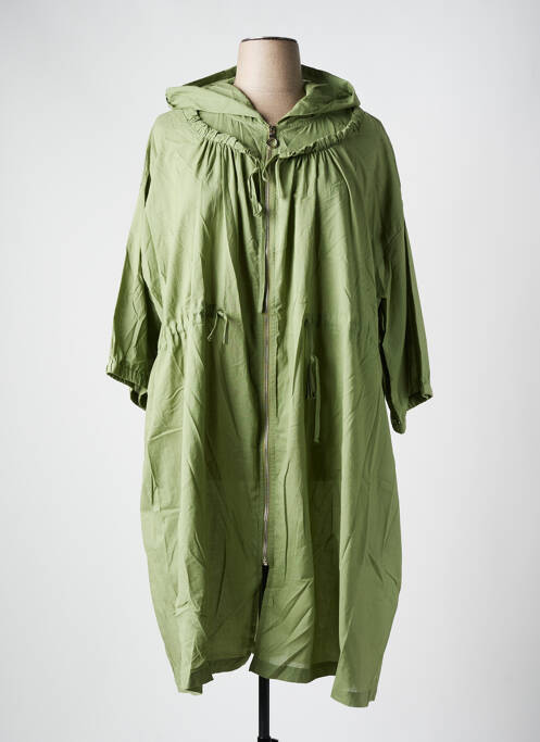 Manteau long a capuche vert POMME ROUGE femme