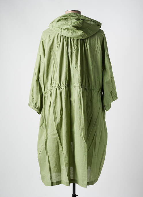 Manteau long a capuche vert POMME ROUGE femme