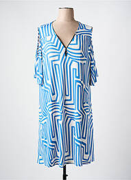 Robe mi-longue imprimé fantaisie manches courtes bleu 2W PARIS femme