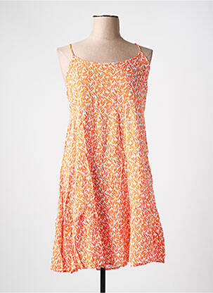 Robe mi-longue imprimé fantaisie fines bretelles orange CHRISTY femme