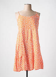 Robe mi-longue imprimé fantaisie fines bretelles orange CHRISTY femme