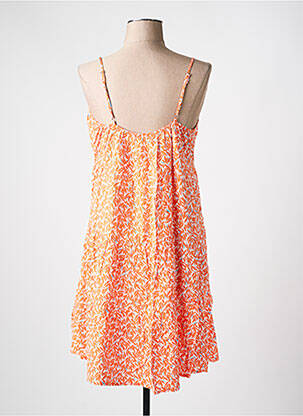 Robe mi-longue imprimé fantaisie fines bretelles orange CHRISTY femme