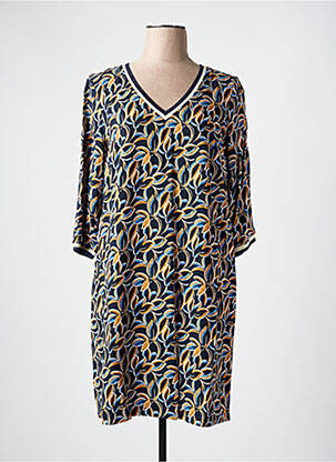 Robe mi-longue manches 3/4 manches 3/4 bleu SIGNE NATURE femme