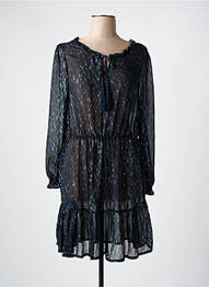 Robe mi-longue imprimé fantaisie manches longues bleu DEELUXE femme