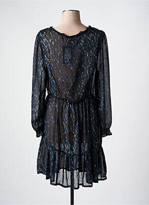 Robe mi-longue imprimé fantaisie manches longues bleu DEELUXE femme