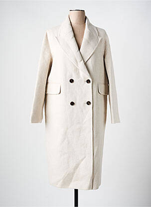 Manteau long coupe droite sans capuche beige SEE U SOON femme