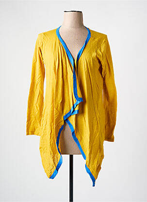 Gilet manches longues col v jaune JULIE femme