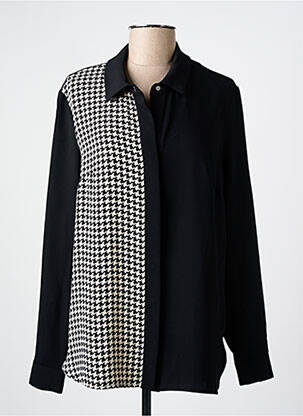 Chemisier tissage crêpe manches longues noir GRIFFON femme