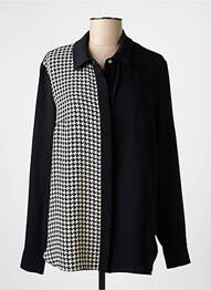 Chemisier tissage crêpe manches longues noir GRIFFON femme