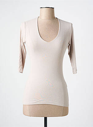 T-shirt col v manches courtes beige RENDEZ-VOUS femme