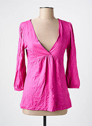 Blouse tissage popeline manches longues rose VERO MODA femme