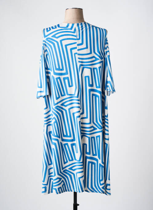 Robe mi-longue imprimé fantaisie manches courtes bleu 2W PARIS femme