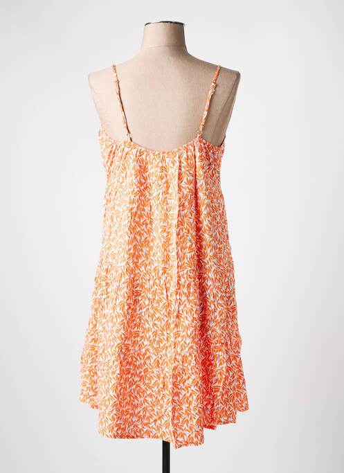 Robe mi-longue imprimé fantaisie fines bretelles orange CHRISTY femme