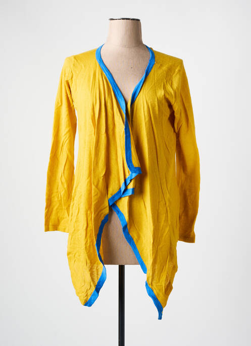 Gilet manches longues col v jaune JULIE femme