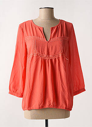 Blouse légère et transparente manches longues orange ARELINE femme