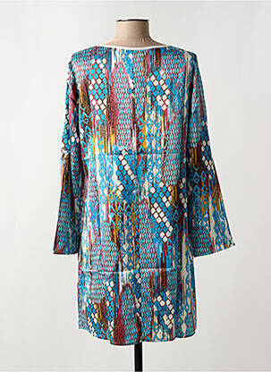 Robe courte manches longues manches longues bleu ARELINE femme