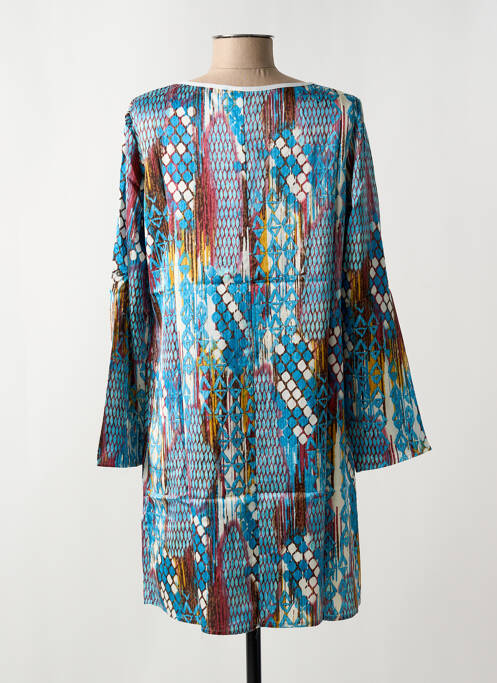 Robe courte manches longues manches longues bleu ARELINE femme