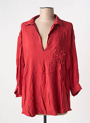 Blouse tissage popeline manches 3/4 rouge ATELIER JAD femme
