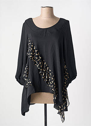 Blouse imprimé fantaisie manches longues noir JAD femme