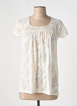 Blouse tissage popeline manches courtes blanc LOONA femme