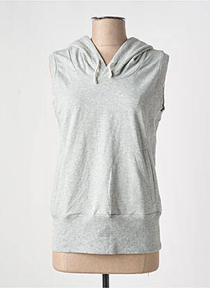 Sweat-shirt à capuche resserrée sur le bas sans manche gris NOLITA femme