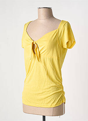 T-shirt col v manches courtes jaune ONLY femme