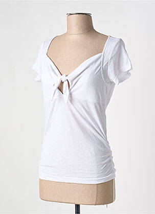 T-shirt col v manches courtes blanc ONLY femme