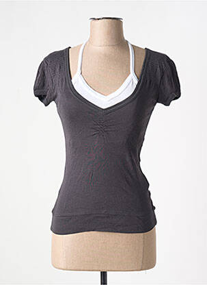 T-shirt col v manches courtes gris ONLY femme